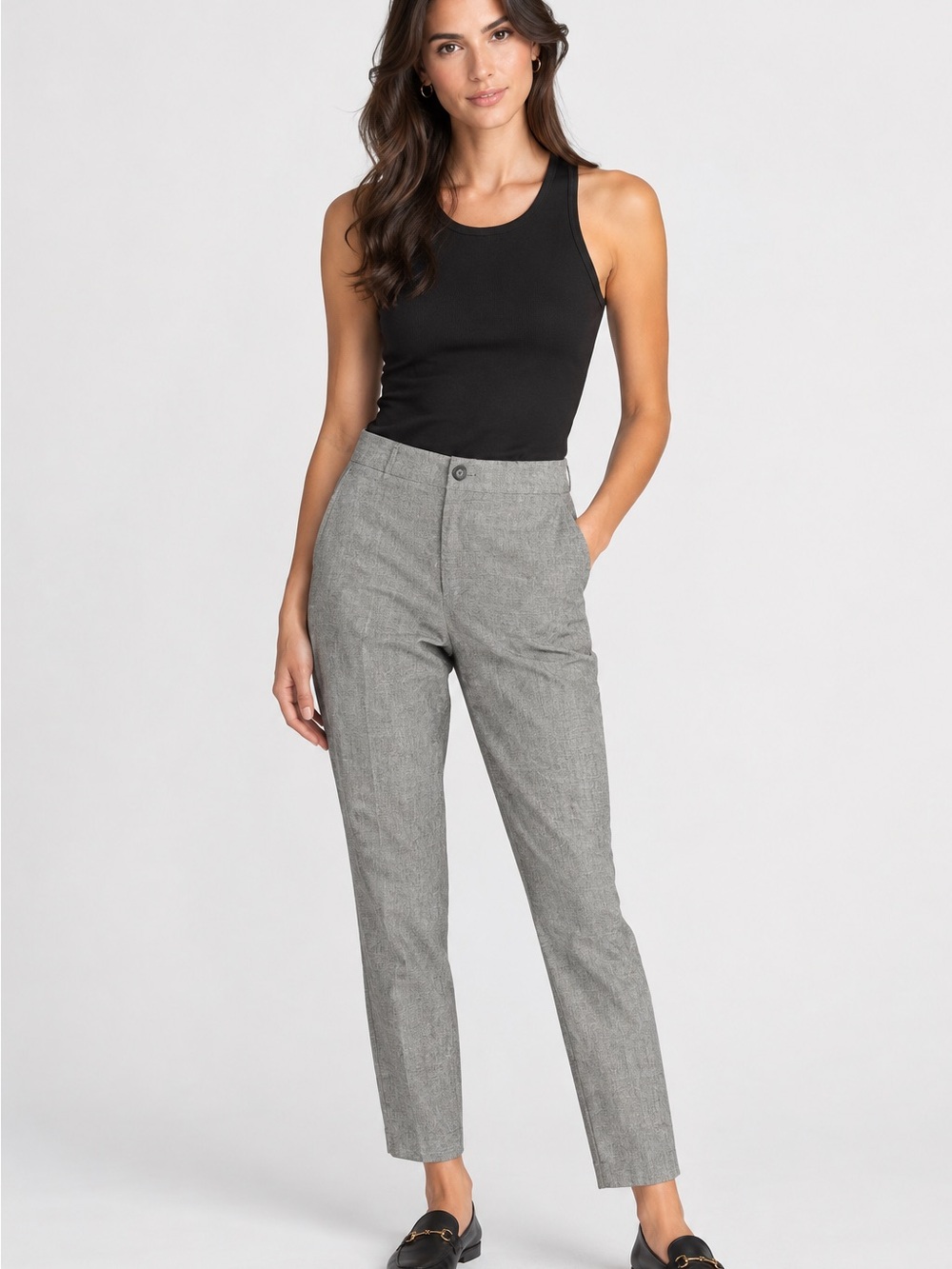 Club Monaco Women’s Light Gray Patterned Dress Pants